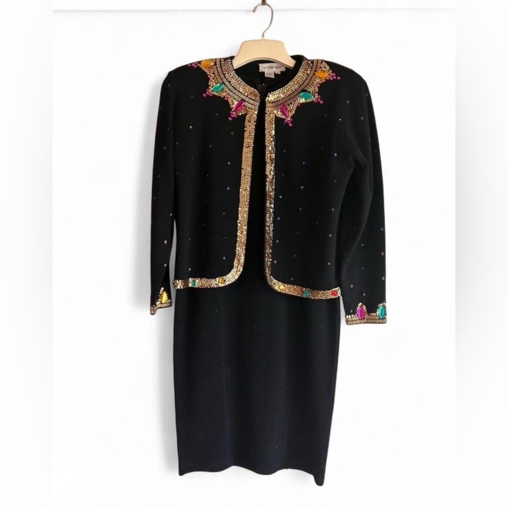 Vintage Outlander Midi Dress and Sweater Set Sequined